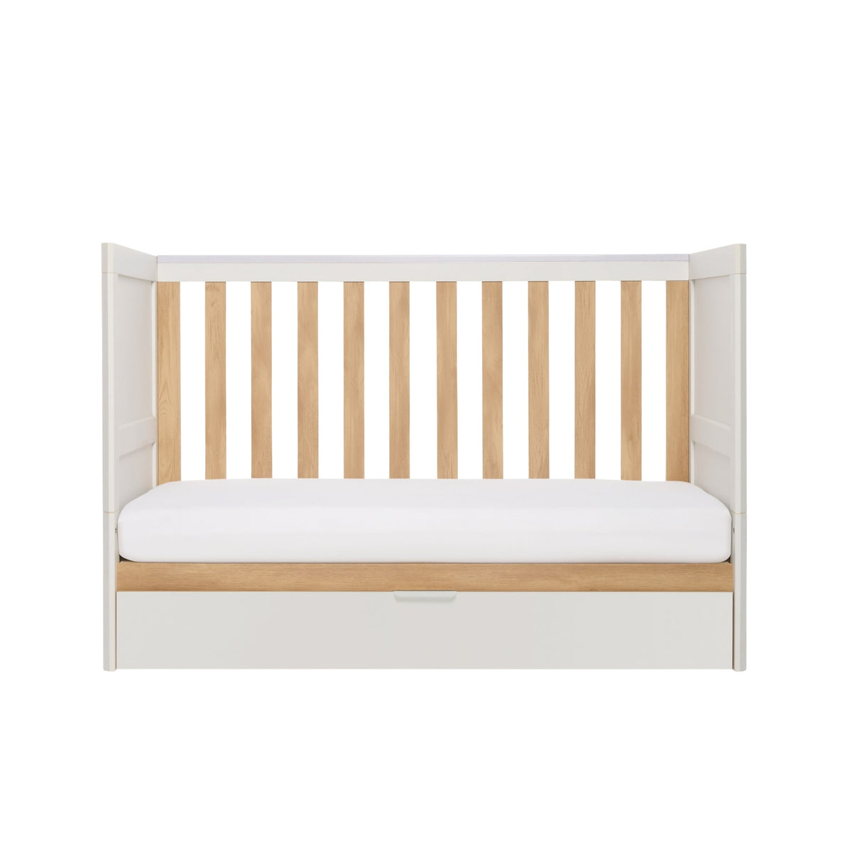Riley Mini 3 in 1 Cot Bed White & Maple Oak