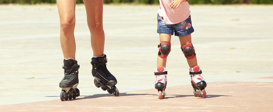 mother and daughter skating