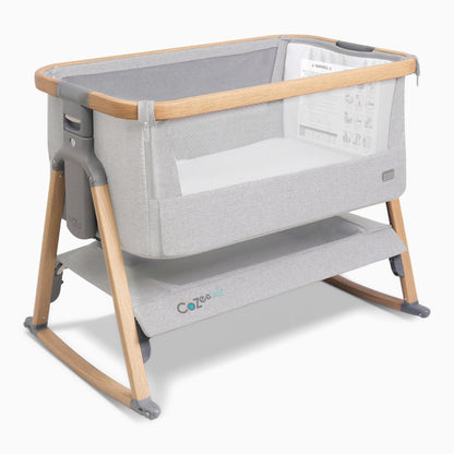 CoZee Air Bedside Crib - Oak / Sterling Silver