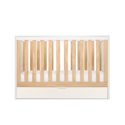 Riley Mini 3 in 1 Cot Bed White & Maple Oak