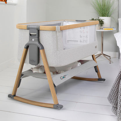 CoZee Air Bedside Crib - Oak / Sterling Silver