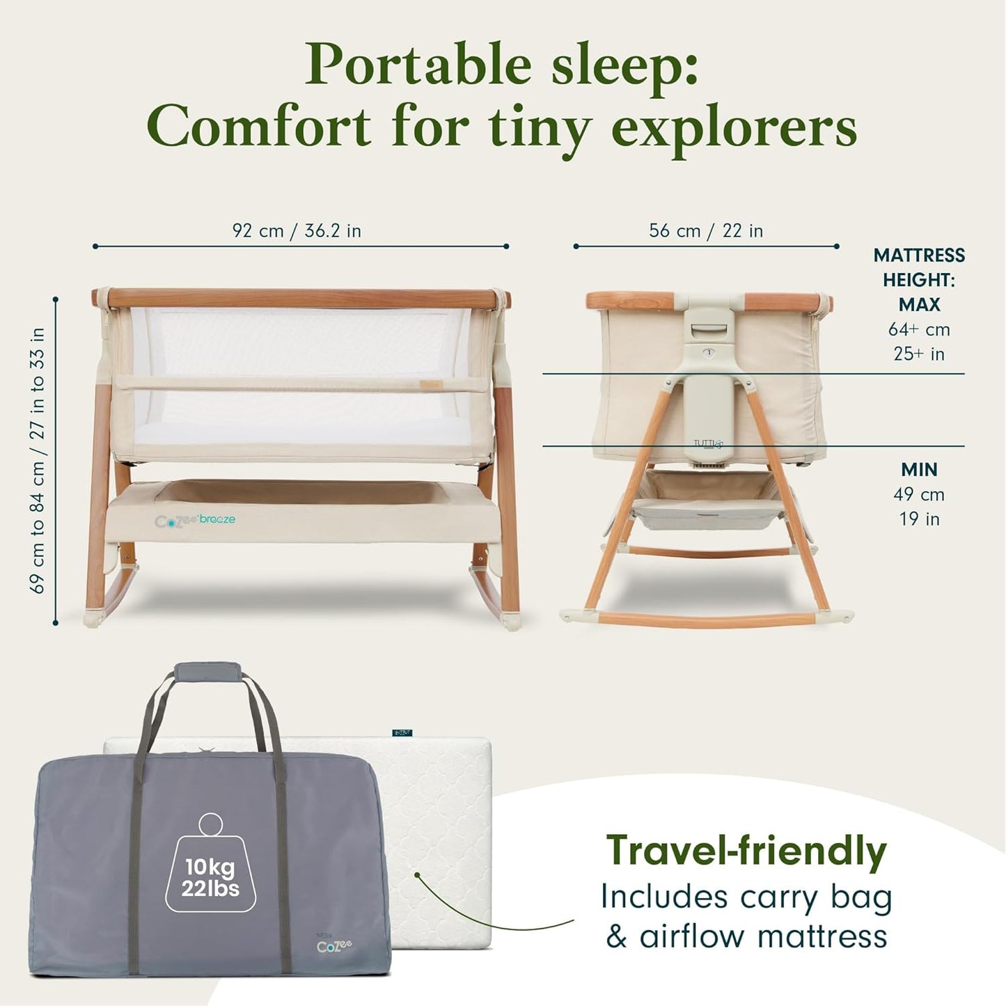 Tutti Bambini CoZee Luxe Bedside Crib