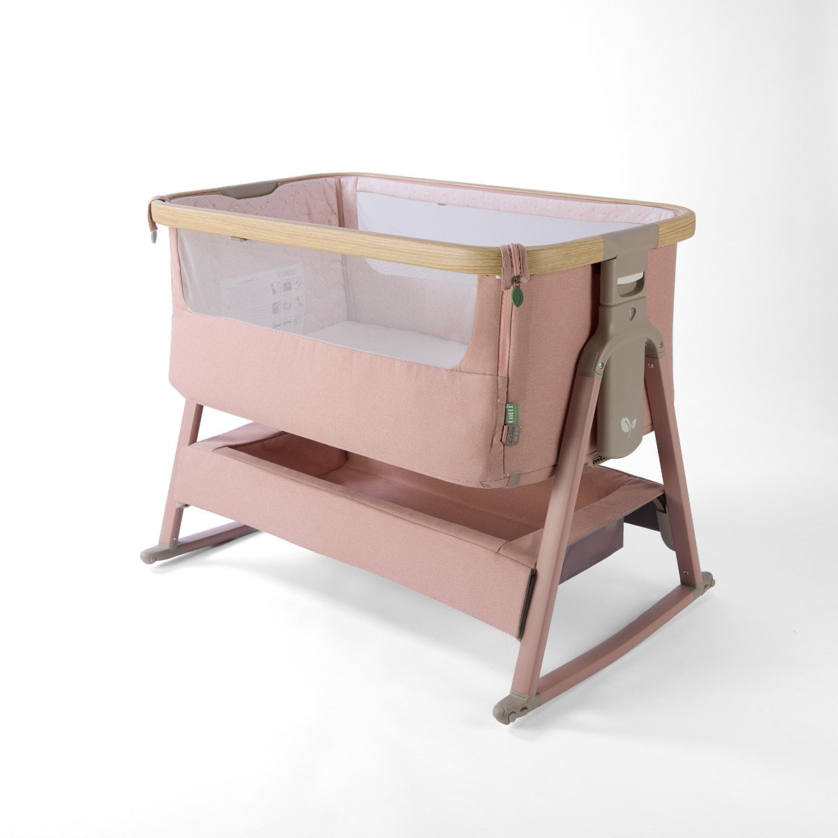 CoZee Air 2 Bedside Crib - Drifted Oak / Blush