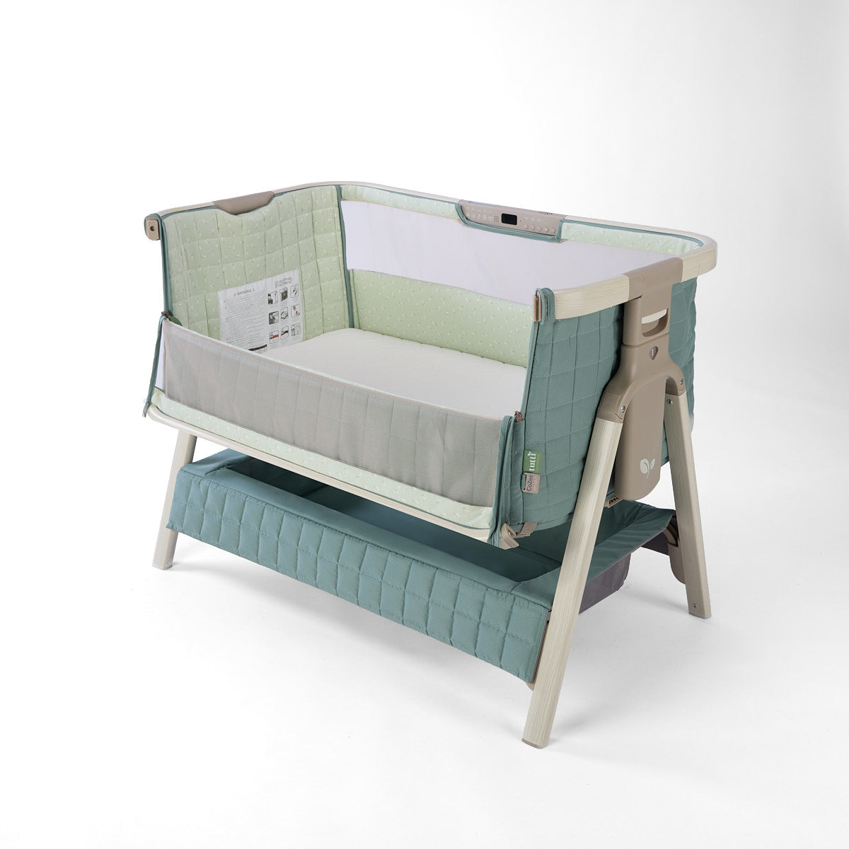 CoZee Sense Bedside Crib - Whitewash / Kelp