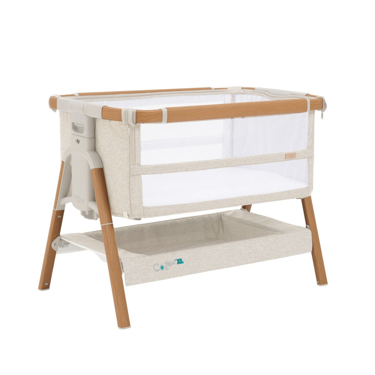 CoZee XL Bedside Crib - Scandinavian Walnut/Ecru