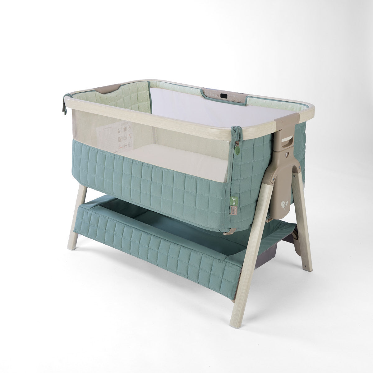 CoZee Sense Bedside Crib - Whitewash / Kelp