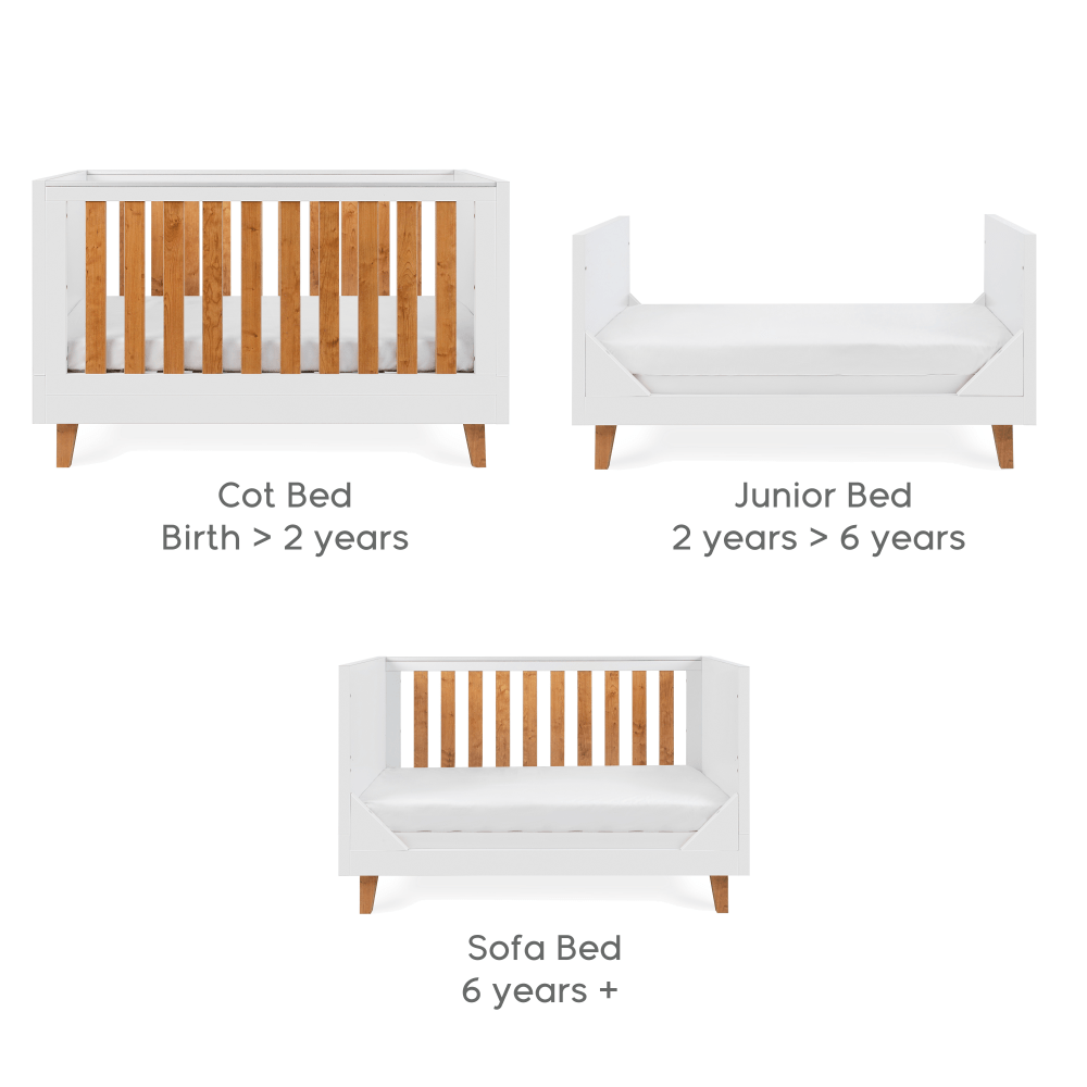 Tutti Bambini Como Cot Bed White & Rosewood