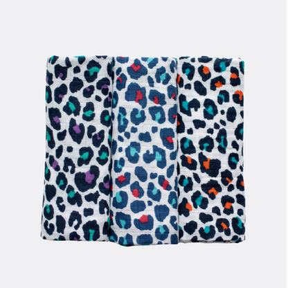 3-Pack Leopard Print Muslins