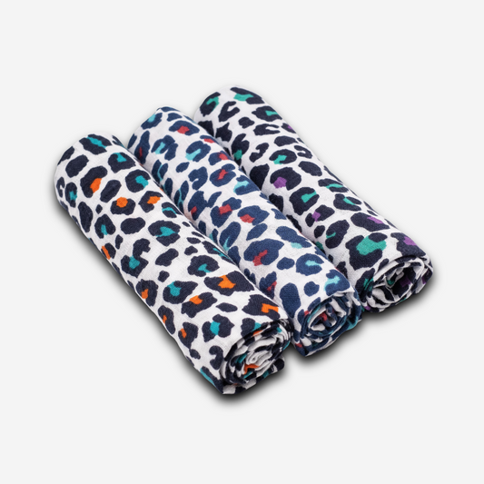 3-Pack Leopard Print Muslins