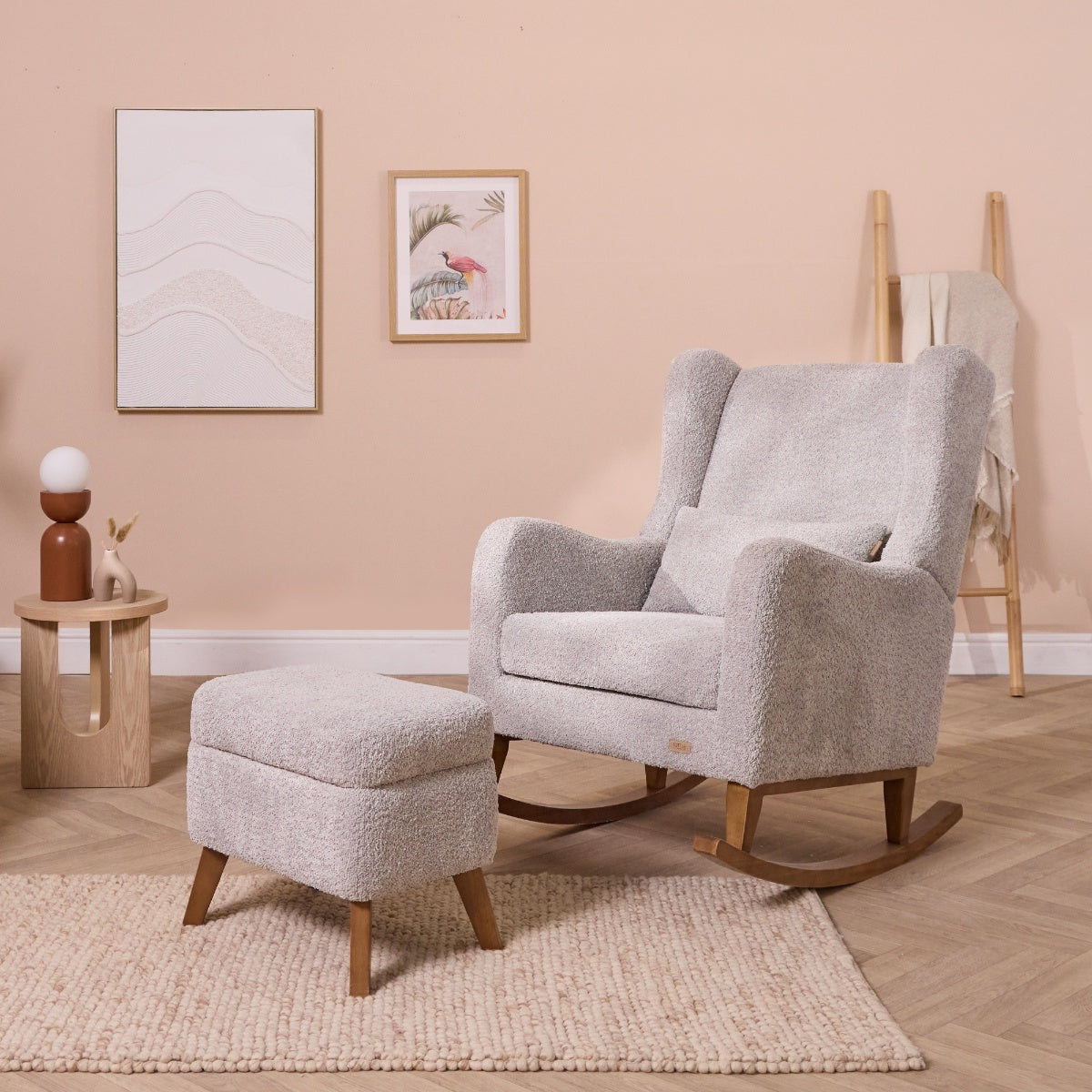 Harper Wingback Rocking Chair & Footstool - Grey
