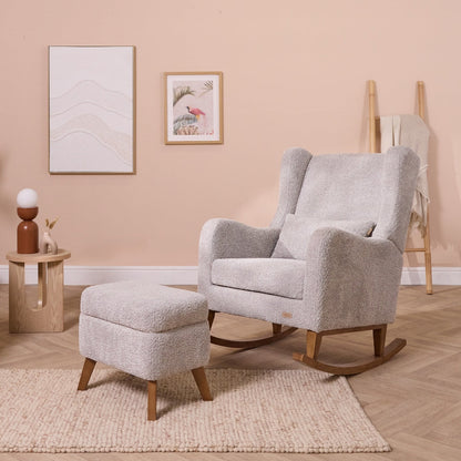 Harper Wingback Rocking Chair & Footstool - Grey