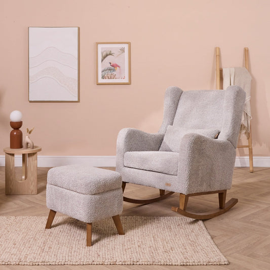 Harper Wingback Rocking Chair & Footstool - Grey