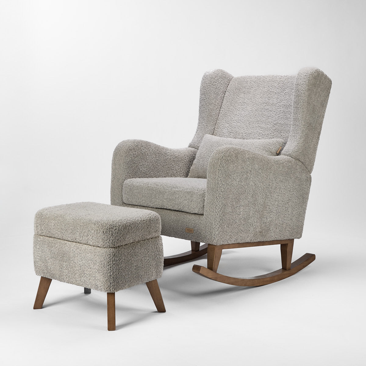 Harper Wingback Rocking Chair & Footstool - Grey