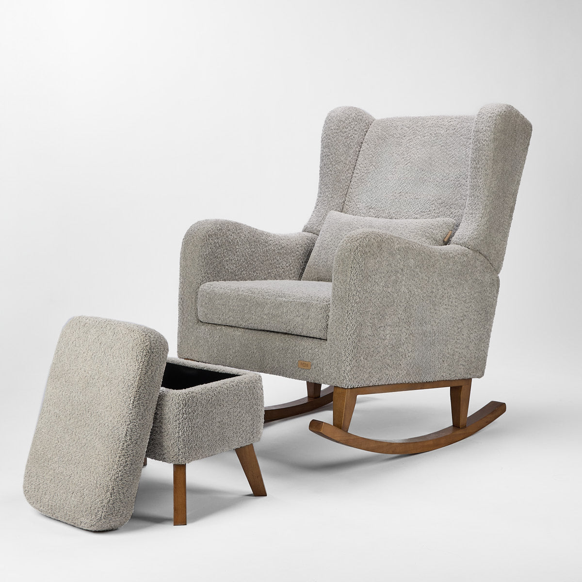 Harper Wingback Rocking Chair & Footstool - Grey