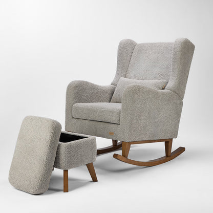 Harper Wingback Rocking Chair & Footstool - Grey