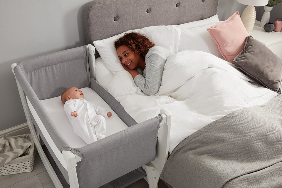 Shnuggle Air Bedside Crib Dove Grey KiDSiE