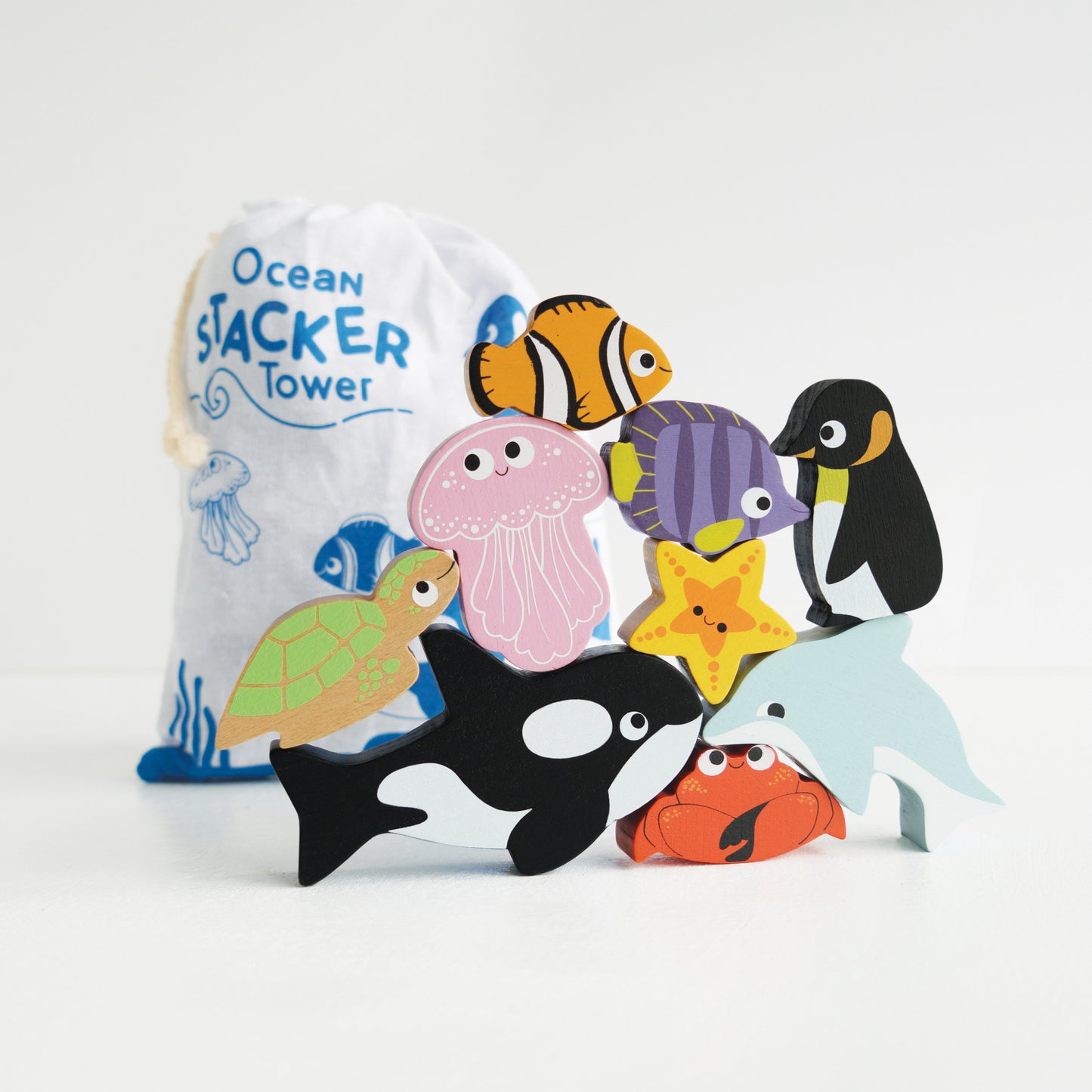 Ocean Life Stacking Animals & Bag - KiDSiE