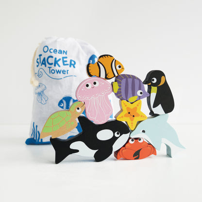 Ocean Life Stacking Animals & Bag - KiDSiE