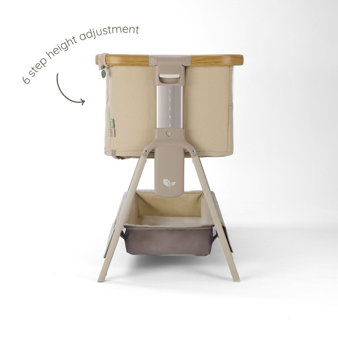 CoZee Air 2 Bedside Crib - Toasted Oak / Sand