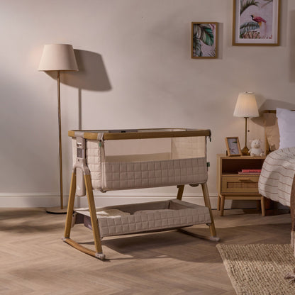 CoZee Sense Bedside Crib - Toasted Oak / Sand