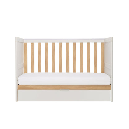 Riley Mini 3 in 1 Cot Bed White & Maple Oak