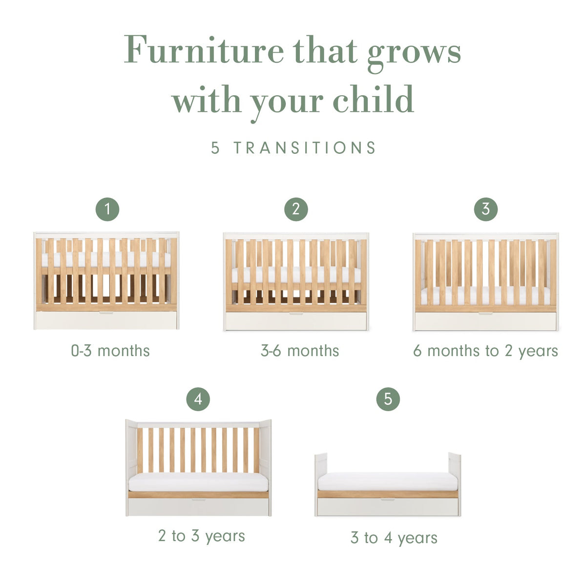 Riley Mini Cot Bed with Drawer - White & Maple Oak