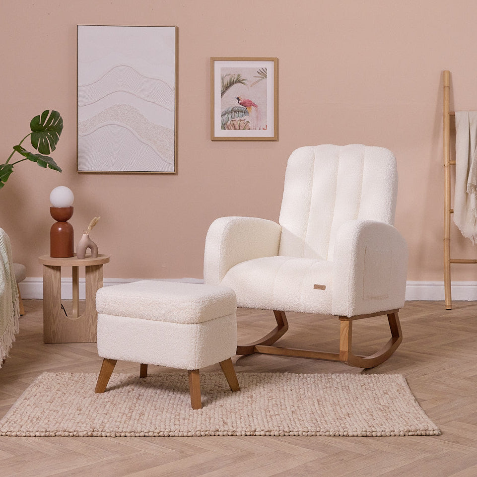Luca Rocking Chair & Stool - Fresh Cream